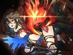  background belt black_hair claws kyota07 long_hair midriff open_mouth shoes tales_of_(series) tales_of_berseria velvet_crowe 