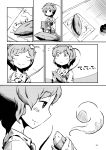  1girl absurdres buttons comic food greyscale hair_ornament headband heart heart_hair_ornament highres komeiji_satori long_sleeves monochrome page_number shirt short_hair skirt sonson_(eleven) sweet_potato third_eye touhou translation_request wide_sleeves 