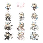  6+girls another_code_(elsword) black_capelet black_dress black_footwear black_leotard boots braid capelet character_name chibi code:_architecture_(elsword) code:_battle_seraph_(elsword) code:_electra_(elsword) code:_empress_(elsword) code:_esencia_(elsword) code:_exotic_(elsword) code:_nemesis_(elsword) code:_sariel_(elsword) code:_ultimate_(elsword) dress elsword eve_(elsword) expressionless forehead_jewel gloves hair_intakes hairband holographic_monitor leotard long_hair miniskirt multiple_girls multiple_persona ophelia_(elsword) shirt short_hair side_braid simple_background skirt thigh-highs thigh_boots vilor white_background white_footwear white_gloves white_hair white_hairband white_leotard white_shirt white_skirt wings yellow_eyes zettai_ryouiki 