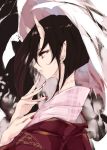  1girl black_hair horns japanese_clothes kimono nail_polish oni original red_nails short_hair solo touma_kisa 