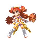 1girl amanogawa_kirara animated animated_gif bare_shoulders blinking boots cure_twinkle dress earrings go!_princess_precure jewelry long_hair lowres magical_girl orange_hair pixel_art precure ribbon smile solo standing tagme takoyaki_neko-san thigh-highs thigh_boots twintails