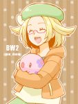  1girl bel_(pokemon) blonde_hair commentary_request glasses hat munna pokemon pokemon_(game) pokemon_bw pokemon_bw2 short_hair 