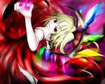  1girl dress eyebrows_visible_through_hair flandre_scarlet highres jazz2000 looking_at_viewer looking_to_the_side looking_up pale_face pale_skin red_dress red_eyes short_hair tagme touhou wings 