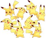  &gt;_&lt; :3 :d :o akanbe blush_stickers brown_eyes closed_eyes closed_mouth creature expressions gen_1_pokemon hand_on_own_face highres jumping lai_(pixiv1814979) looking_at_viewer looking_away looking_up no_humans open_mouth pikachu pokemon pokemon_(creature) pose running sad simple_background sitting smile standing tongue tongue_out too_many too_many_pikachu white_background 