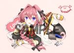  1other 2boys :d astolfo_(fate) bangs bed_sheet black_bow black_gloves black_shirt black_skirt blush boots bow braid buckle chevalier_d&#039;eon_(fate/grand_order) chibi commentary_request emblem eyebrows_visible_through_hair fate/apocrypha fate_(series) faulds frilled_pillow frills fujimaru_ritsuka_(male) full_body fur-trimmed_cloak fur_collar garter_straps gauntlets gloves gold_trim gorget hair_between_eyes hair_bow hair_intakes hair_over_shoulder hand_on_own_cheek hand_up head_rest heart heart_pillow kanitama knee_boots long_hair long_sleeves looking_at_viewer lying male_focus miniskirt multicolored_hair multiple_boys on_stomach open_mouth pillow pink_background pink_hair raised_eyebrows sample shiny shiny_hair shirt signature simple_background single_braid skirt smile solo_focus streaked_hair thigh-highs thigh_gap trap turtleneck two-tone_hair violet_eyes watermark white_cloak white_footwear white_hair zettai_ryouiki 
