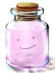  bottle bubble closed_mouth commentary commentary_request cork creature ditto full_body gen_1_pokemon mea_(pixiv23333494) no_humans pokemon pokemon_(creature) simple_background smile solo white_background 