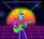  80s aesthetic antro ber bird cartoon_network eagle frank furry guitar instrument no_humans teen_titans vaporwave warner_bros 