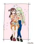  2girls clothes_around_waist crepe diana_cavendish food ice_cream kagari_atsuko little_witch_academia looking_at_viewer multiple_girls raisun shirt_around_waist yuri 