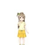  1girl artist_request bow brown_eyes brown_hair child collarbone hair_bow long_hair love_live! love_live!_school_idol_festival love_live!_school_idol_project minami_kotori official_art one_side_up skirt smile solo transparent_background yellow_skirt younger 