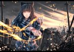  1girl amestris_military_uniform anonamos black_hair blake_belladonna bow cosplay fire fullmetal_alchemist gloves hair_bow roy_mustang roy_mustang_(cosplay) solo yellow_eyes 