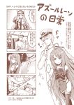  ... 1boy 2girls 4koma :d absurdres admiral_(azur_lane) ahoge azur_lane bangs bra breasts chair cleavage clipboard closed_mouth collarbone collared_shirt comic commentary_request desk dress elbow_gloves emphasis_lines enterprise_(azur_lane) eyebrows_visible_through_hair gloves greyscale hat helena_(azur_lane) highres holding_mug holographic_interface indoors jacket jitome large_breasts long_hair long_sleeves medium_breasts military_hat military_jacket monochrome multiple_girls necktie object_hug off_shoulder on_chair open_mouth pants peaked_cap pleated_skirt recording shaded_face shirt sitting skirt sleeveless sleeveless_shirt smile spoken_ellipsis tamashii_yuu thigh-highs torn_clothes torn_shirt translation_request trembling underwear very_long_hair 