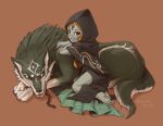  1boy 1girl blue_eyes blue_skin jewelry link link_(wolf) long_hair looking_at_viewer midna midna_(true) orange_hair pointy_ears red_eyes sayoyonsayoyo smile solo spoilers the_legend_of_zelda the_legend_of_zelda:_twilight_princess wolf younger 