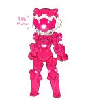  1girl blade_(galaxist) copyright_request covered_eyes facial_mark facing_viewer fang full_body glowing helmet mecha_musume open_mouth pink short_hair silver_hair solo standing translation_request white_background 