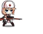  1girl animated animated_gif blonde_hair blue_eyes bolt_action boots crawling dress girls_frontline gloves gun hat high_heels long_hair lowres mosin-nagant mosin-nagant_(girls_frontline) official_art over_shoulder pantyhose red_star rifle side_ponytail sniper_rifle thigh-highs thigh_boots thigh_strap weapon weapon_over_shoulder white_dress white_hat 