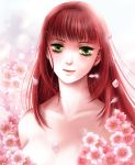  1girl blush breasts commentary green_eyes long_hair nude primiera_(saga) redhead saga saga_frontier_2 solo 
