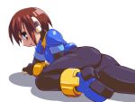  1girl aile artist_request ass bodystocking bodysuit breasts brown_hair gloves green_eyes rockman rockman_zx short_hair skin_tight solo spandex 