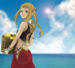  1girl artist_request ass blonde_hair blue_eyes braid breasts final_fantasy final_fantasy_xii final_fantasy_xii_revenant_wings long_hair lowres penelo smile solo twin_braids twintails 