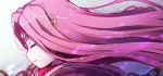  1girl absurdres bangs blurry blurry_background chains closed_eyes commentary_request depth_of_field fate/grand_order fate_(series) floating_hair from_side highres hood hood_down long_hair medusa_(lancer)_(fate) parted_lips profile purple_hair rider sketch solo very_long_hair wada_kazu 