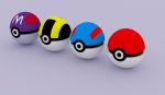  3d great_ball grey_background master_ball nao60 no_humans poke_ball poke_ball_(generic) pokemon simple_background still_life ultra_ball 