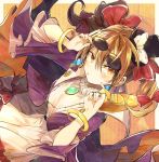  1girl bag bangle black_hat bow bracelet dress drill_hair dutch_angle earrings fingernails hair_between_eyes hair_ribbon handbag hat hat_bow hisona_(suaritesumi) jacket jewelry long_sleeves looking_at_viewer necklace orange_eyes orange_hair pendant purple_jacket red_ribbon ribbon ring solo sunglasses top_hat touhou twin_drills white_bow white_dress yorigami_jo&#039;on 