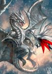  character_request crossover dragon flying gen_2_pokemon highres kushala_daora monster_hunter no_humans pokemon pokemon_(creature) sa-dui signature skarmory snow spread_wings 