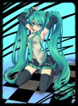  boots colored detached_sleeves ginta hatsune_miku kanaderu long_hair nail_polish navel skirt thigh-highs thigh_boots thighhighs twintails vocaloid 