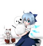  bad_id blue_eyes blue_hair cirno fujiwara_no_mokou marimozuku multiple_girls snowman touhou wings 