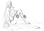  kurohime legs long_hair original pencil robingi swimsuit 