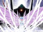  1024x768 blue_hair dragonkahn eva_00 glowing glowing_eyes lance_of_longinus neon_genesis_evangelion plugsuit red_eyes short_hair wallpaper wings 