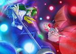  battle blue_hair green_hair hat long_hair mima red_eyes remilia_scarlet short_hair touhou wings wizard_hat 