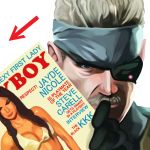  eyepatch facial_hair gloves headband magazine metal_gear_solid mustache old_snake parody playboy solid_snake white_hair 