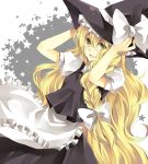  bad_id blonde_hair braid hand_on_hat hat karu kirisame_marisa ribbon solo touhou witch_hat yuzuki_karu 