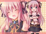 bad_id child closed_eyes cresc-dol hair_ribbon hairband long_hair megurine_luka midriff navel open_mouth pink_hair ribbon smile stuffed_animal stuffed_toy thighhighs vocaloid young 