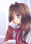  brown_hair kanon long_hair lowres minatsuki_izumi misaka_kaori school_uniform snow 