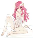  barefoot camisole feet lingerie long_hair louise_francoise_le_blanc_de_la_valliere murasawa_hiroshi panties pink_eyes pink_hair strap_slip underwear wand zero_no_tsukaima 