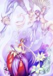 bra feathers flower lingerie mermaid monster_girl purple_hair sinbi tail underwear wings 