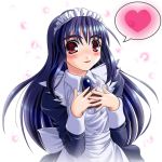  alice_(ro) blue_hair blush brooch heart jewelry long_hair maid maid_headdress ragnarok_online red_eyes spoken_heart tongue 