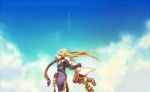 1girl blonde_hair brown_hair couple emil_castagnier gloves good_end hug long_hair marta_lualdi scarf sky tales_of_(series) tales_of_symphonia tales_of_symphonia_knight_of_ratatosk 