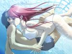  akiba_girls akibakei_kanojyo aoi_ren bikini boy breast_press breasts closed_eyes female game_cg huge_breasts kiss long_hair male pink_hair pool sano_toshihide swimsuit under_boob underboob underwater 