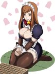  breasts brown_hair castlevania castlevania:_portrait_of_ruin charlotte_aulin cleavage curvy eroquis kneeling large_breasts maid maid_headdress mole shogi shougi thick_thighs thigh-highs thighhighs thighs ukeshi 