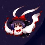  chibi hat lowres nagae_iku purple_hair red_eyes scarf shawl short_hair touhou 