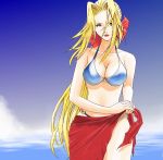  blonde_hair blue_eyes breasts cleavage dead_or_alive helena_douglas hybrid_cat long_hair ocean sarong swimsuit very_long_hair 