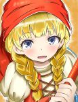  1girl blonde_hair blue_eyes braid dragon_quest dragon_quest_xi hat highres long_hair open_mouth solo twin_braids twintails upper_body veronica_(dq11) 