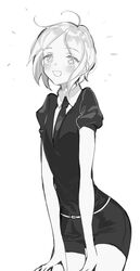 1other androgynous gem_uniform_(houseki_no_kuni) highres houseki_no_kuni monochrome necktie osu5i phosphophyllite short_hair shorts