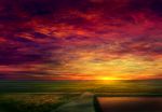  clouds cloudy_sky commentary_request fence field highres horizon mks no_humans original outdoors overcast red_sky scenery sky sunset 