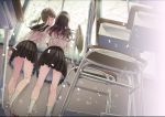  2girls chair cherry_blossoms classroom desk long_hair matsuzaki_miyuki multiple_girls original pleated_skirt school_uniform serafuku skirt window 