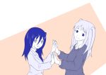  2girls black_hair cardigan hand_holding kuroki_tomoko long_hair monochrome multiple_girls nemoto_hina smile watashi_ga_motenai_no_wa_dou_kangaetemo_omaera_ga_warui! 
