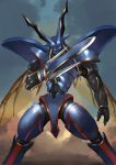  armor beetle dagger highres insect jamadhar no_humans original solo sword tesshii_(riza4828) weapon wings 