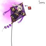  1girl airborne boots female_my_unit_(fire_emblem:_kakusei) fire_emblem fire_emblem:_kakusei fire_emblem_heroes gameplay_mechanics gimurei kite kite_flying my_unit_(fire_emblem:_kakusei) open_mouth robe solo t-ippers twintails white_hair 