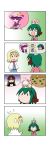  &gt;_&lt; /\/\/\ 5girls :d =_= ^_^ absurdres alice_margatroid animal_ears bag blonde_hair blue_dress blush_stickers book bow brown_hair capelet closed_eyes comic crescent crescent_moon_pin dress fairy_wings flying_sweatdrops gradient gradient_background gradient_hair green_hair hair_bow hair_ribbon hairband hat highres hijiri_byakuren kasodani_kyouko leaf lily_white lolita_hairband mob_cap multicolored_hair multiple_girls no_mouth o_o on_head open_mouth patchouli_knowledge purple_hair rakugaki-biyori ribbon shaded_face silent_comic smile spoken_character sweatdrop touhou tress_ribbon twintails wings worried 